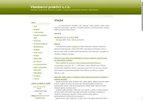 Zobrazit webové stránky Ambulance praktického lékaře pro dospělé a ordinace myoskeletální medicíny Všeobecní praktici s.r.o. - MUDr. Jan Palaj