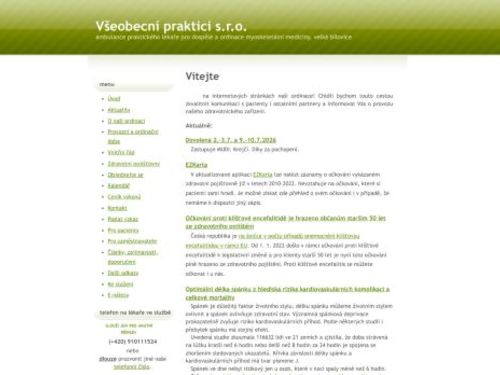 Ambulance praktického lékaře pro dospělé a ordinace myoskeletální medicíny Všeobecní praktici s.r.o. - MUDr. Jan Palaj