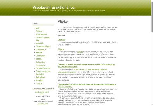 Zobrazit webové stránky Ambulance praktického lékaře pro dospělé a ordinace myoskeletální medicíny Všeobecní praktici s.r.o. - MUDr. Jan Palaj