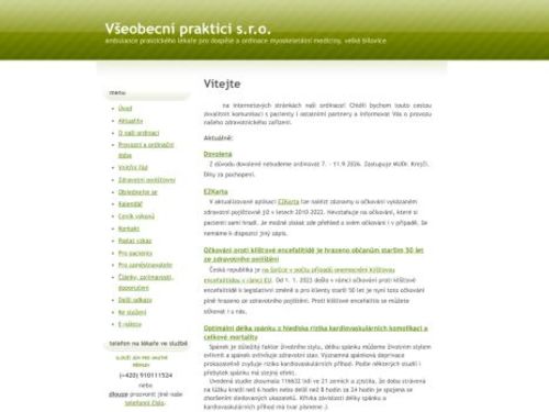 Ambulance praktického lékaře pro dospělé a ordinace myoskeletální medicíny Všeobecní praktici s.r.o. - MUDr. Jan Palaj