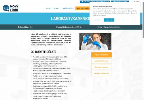 Webové stránky NOVÝ START, personální agentura s.r.o., Velká Bíteš