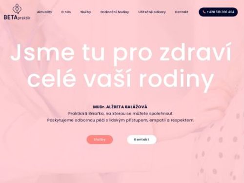 Praktický lékař pro dospělé - MUDr. Alžbeta Balážová