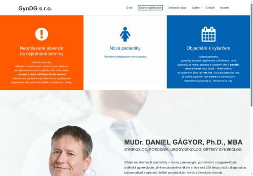 Zobrazit webové stránky Gynekologická ambulance GynDG s.r.o. - MUDr. Daniel Gágyor Ph.D., MBA