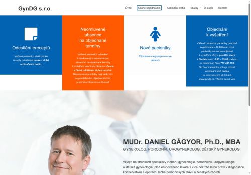 Zobrazit webové stránky Gynekologická ambulance GynDG s.r.o. - MUDr. Daniel Gágyor Ph.D., MBA