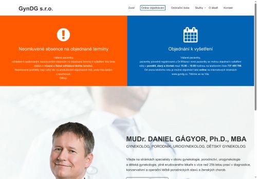 Zobrazit webové stránky Gynekologická ambulance GynDG s.r.o. - MUDr. Daniel Gágyor Ph.D., MBA