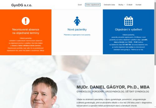 Zobrazit webové stránky Gynekologická ambulance GynDG s.r.o. - MUDr. Daniel Gágyor Ph.D., MBA