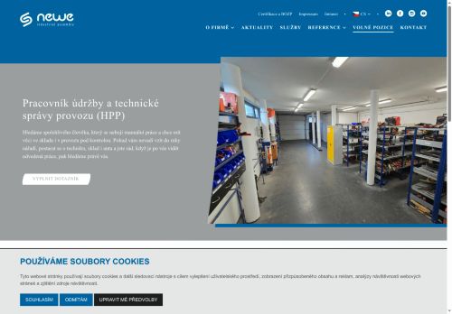 Webové stránky NEWE industrial assembly s.r.o., Střítež