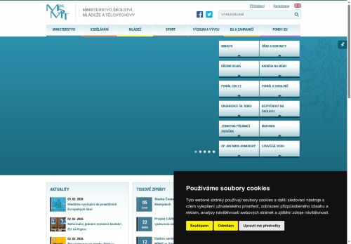 Webové stránky Ministerstvo školství, mládeže a tělovýchovy, Praha