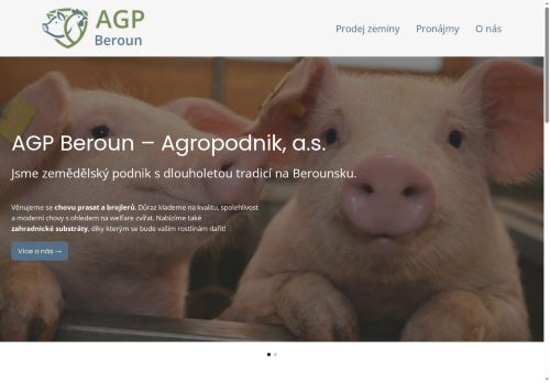 Webové stránky AGP Beroun-Agropodnik, a.s., Králův Dvůr