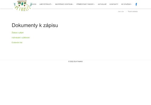 Webové stránky Lesní mateřská škola Petrklíč, Bzenec