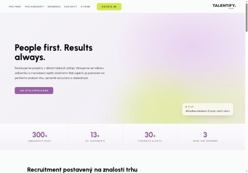 Webové stránky Talentify Team s.r.o., Uherské Hradiště