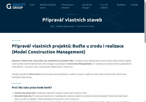 Webové stránky Quality Group s.r.o., Rosice