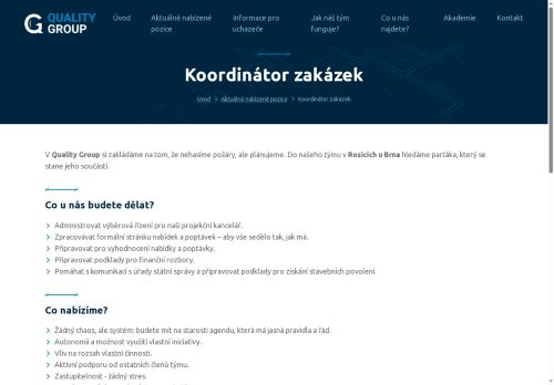 Webové stránky Quality Group s.r.o., Rosice