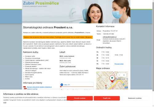 Webové stránky Prosdent s.r.o., Prosiměřice