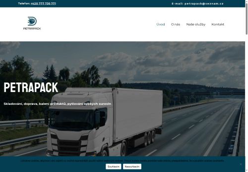 Webové stránky PETRAPACK s.r.o., Adamov
