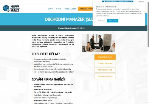 Webové stránky NOVÝ START, personální agentura s.r.o., Třebíč