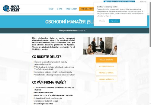 Webové stránky NOVÝ START, personální agentura s.r.o., Třebíč