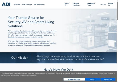 Webové stránky Ademco CZ s.r.o., Brno