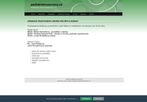 Zobrazit webové stránky Praktický lékař pro děti a dorost - MUDr. Ondřej Zapletal, PhD., MUDr. Marie Voňavková, MUDr. Linda Švejdíková