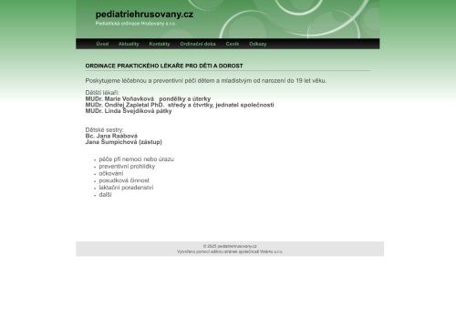 Zobrazit webové stránky Praktický lékař pro děti a dorost - MUDr. Ondřej Zapletal, PhD., MUDr. Marie Voňavková, MUDr. Linda Švejdíková