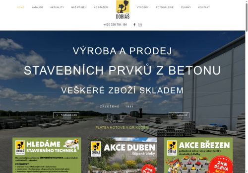 Webové stránky DOBIÁŠ spol.s r.o., Kněžmost