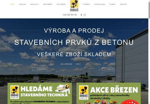 Webové stránky DOBIÁŠ spol.s r.o., Kněžmost