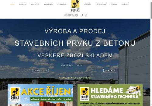 Webové stránky DOBIÁŠ spol.s r.o., Kněžmost