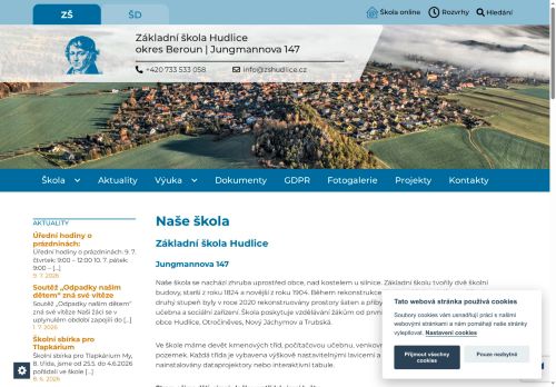 Webové stránky Základní škola Hudlice, příspěvková organizace, Hudlice
