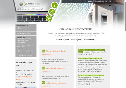 Webové stránky CLEVER Soft s.r.o., Kolín