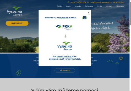 Webové stránky Vysočina Service, příspěvková organizace, Jihlava