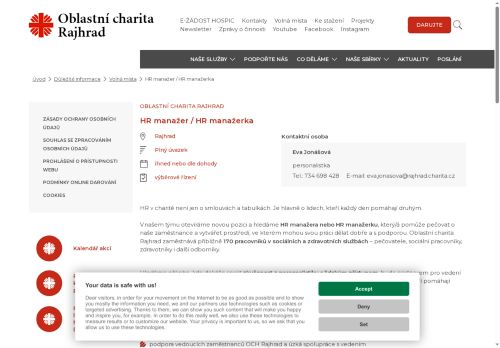 Webové stránky Oblastní charita Rajhrad, Rajhrad