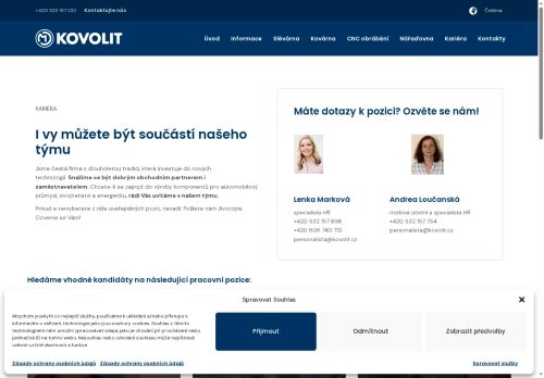 Webové stránky Kovolit a.s., Brno