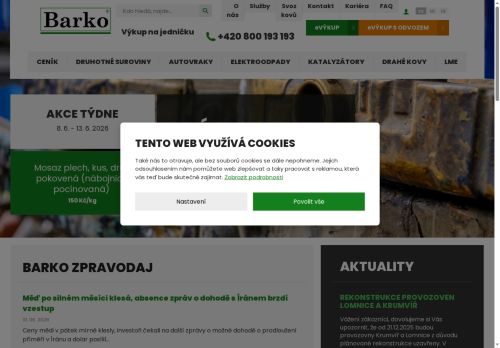 Webové stránky Barko, s.r.o., Prostějov