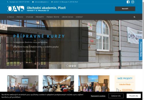 Webové stránky Obchodní akademie, Plzeň, nám. T.G. Masaryka 13, Plzeň