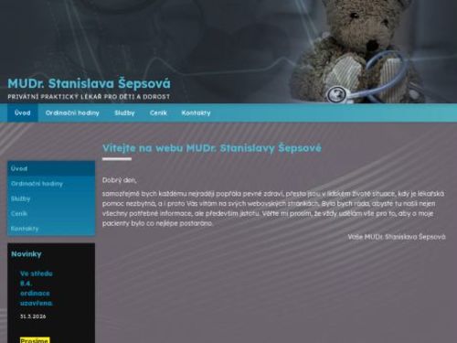 Praktický lékař pro děti a dorost - MUDr. Stanislava Šepsová