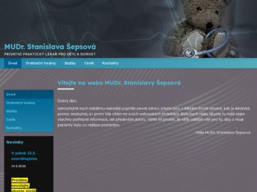 Praktický lékař pro děti a dorost - MUDr. Stanislava Šepsová