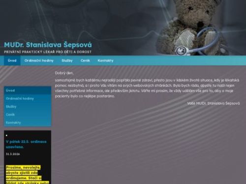 Praktický lékař pro děti a dorost - MUDr. Stanislava Šepsová