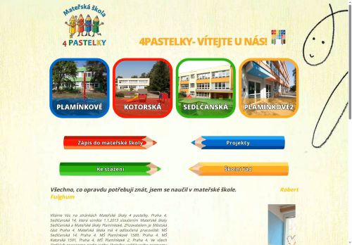 Webové stránky Mateřská škola 4 pastelky, Praha 4, Sedlčanská 14, Praha