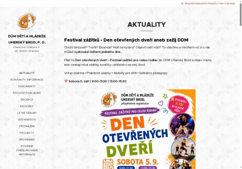 Webové stránky Dům dětí a mládeže Uherský Brod, příspěvková organizace, Uherský Brod