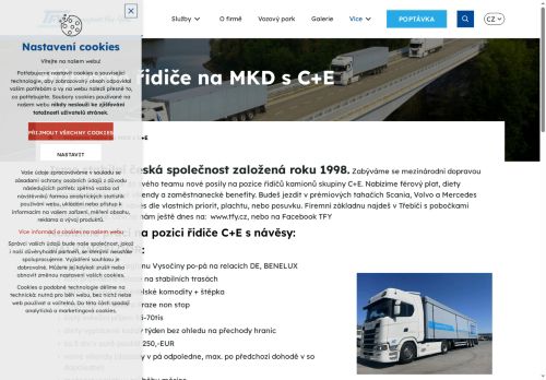 Webové stránky TFY, s.r.o., Třebíč