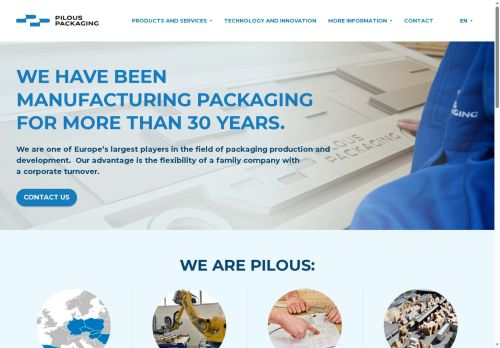 Webové stránky PILOUS spol. s r.o., Lužec nad Vltavou