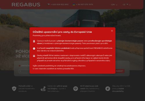 Webové stránky REGABUS s.r.o., Praha