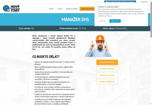 Webové stránky NOVÝ START, personální agentura s.r.o., Velká Bíteš