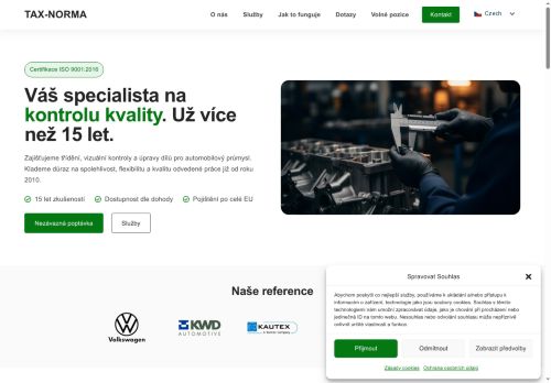 TAX - NORMA s.r.o. nabízí práci na pozici Kontrolor kvality v obci Mladá Boleslav
