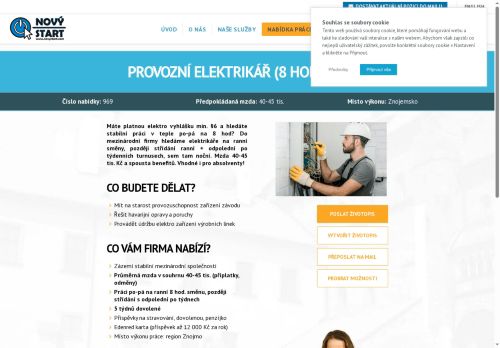Webové stránky NOVÝ START, personální agentura s.r.o., Znojmo