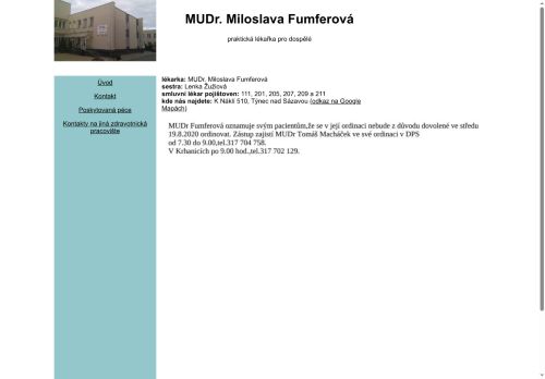 Zobrazit webové stránky Praktický lékař pro dospělé - MUDr. Miloslava Fumferová