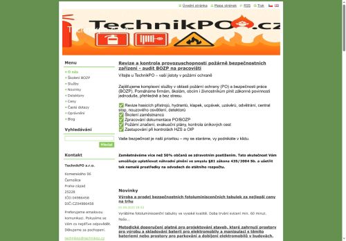Webové stránky TechnikPO s.r.o., Černošice
