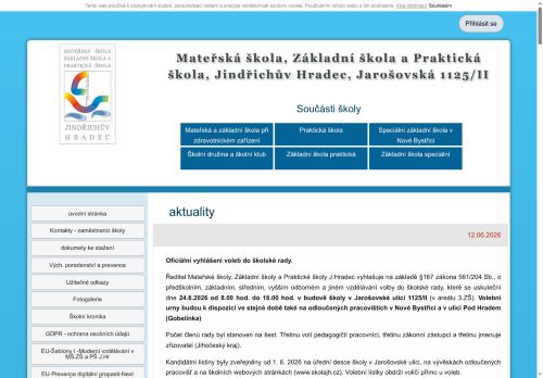 Webové stránky Mateřská škola,Základní škola a Praktická škola,Jindřichův Hradec,Jarošovská 1125/II, Nová Bystřice