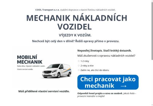 Webové stránky COOL Transport s.r.o., Beroun