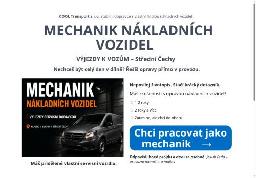 Webové stránky COOL Transport s.r.o., Beroun